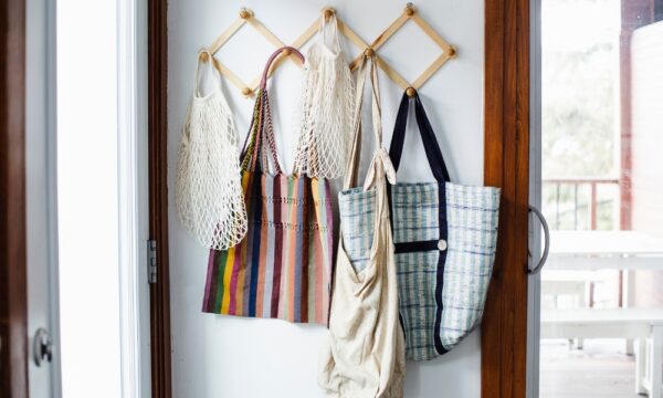 Reusable Shopping bags hanging up