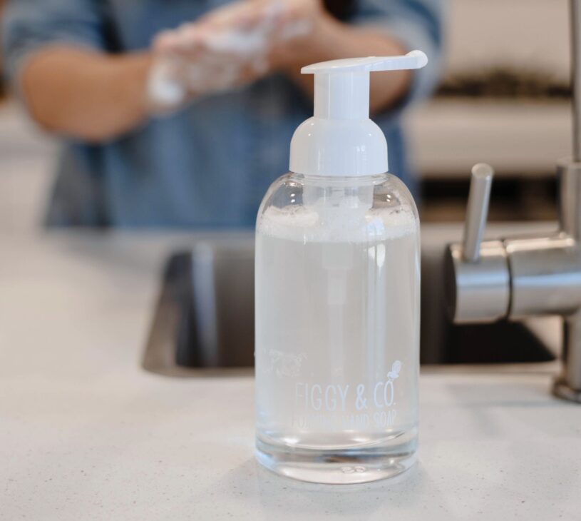 refill and reuse the glass foaming hand soap bottle from Figgy and co