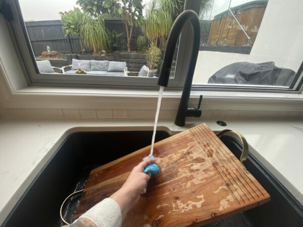 Washing a Wooden Chopping Board with Figgy & Co's Castile Soap