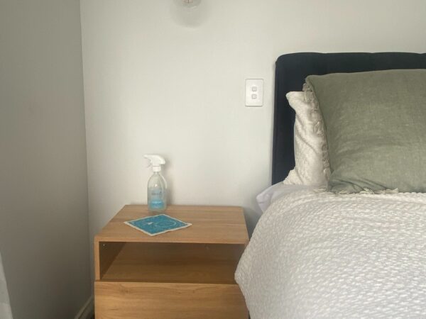 Bedside Table with Figgy & Co's Everyday Spray and Eco Cleaning Cloth
