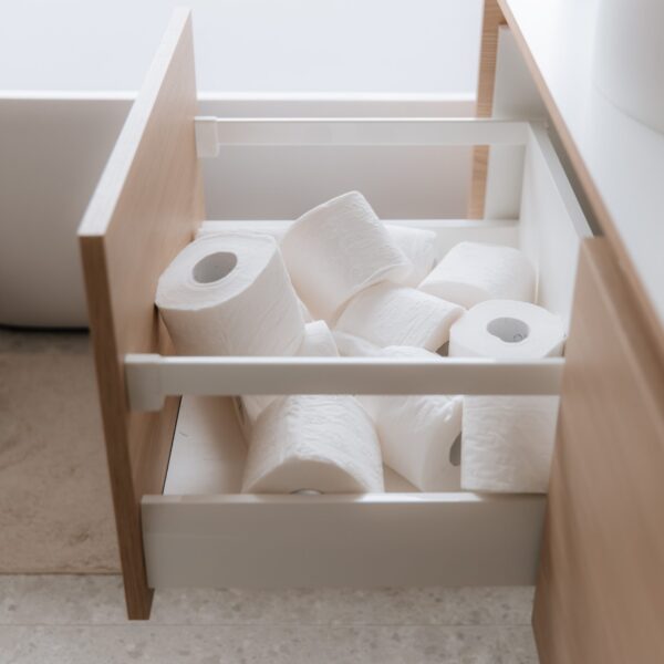 Toilet Rolls in the Bathroom Drawers