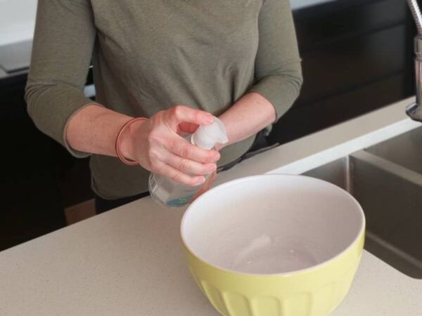 Preparing a bowl of Soapy Water using Castile Soap for High Dusting