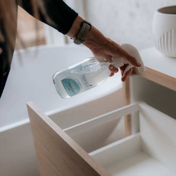 Cleaning out Bathroom Drawers with Figgy & Co's Everyday Spray